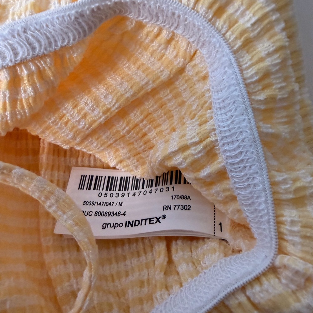 ZARA Yellow & White Gingham Tie-Front Vest Top | Sleeveless Crop Blouse - Picture 5 of 7